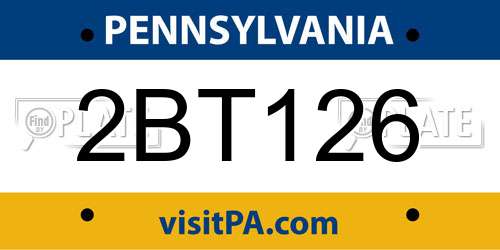 2BT126 Pennsylvania License Plate