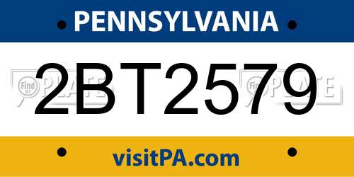 2BT2579 Pennsylvania License Plate