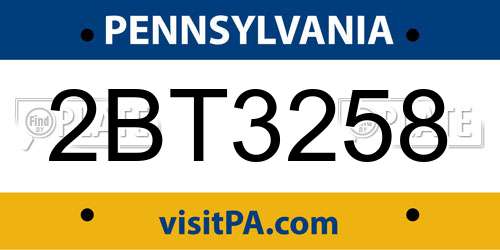 2BT3258 Pennsylvania License Plate