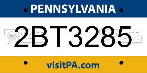 2BT3285 Pennsylvania License Plate