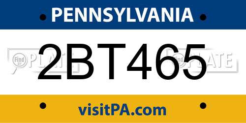 2BT465 Pennsylvania License Plate