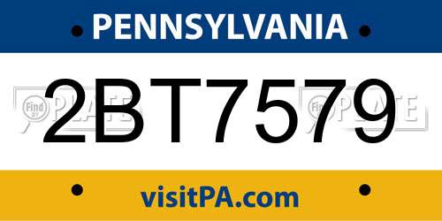 2BT7579 Pennsylvania License Plate