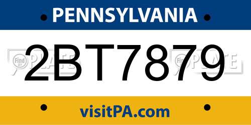 2BT7879 Pennsylvania License Plate