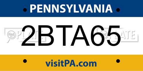 2BTA65 Pennsylvania License Plate