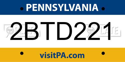 2BTD221 Pennsylvania License Plate