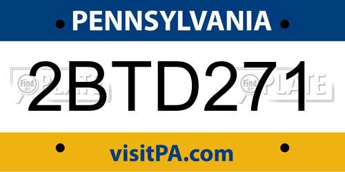2BTD271 Pennsylvania License Plate