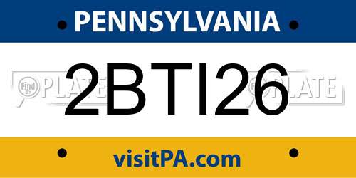 2BTI26 Pennsylvania License Plate