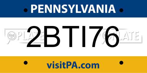 2BTI76 Pennsylvania License Plate