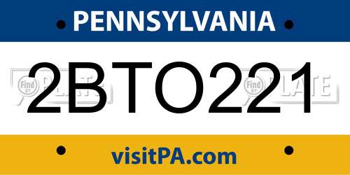 2BTO221 Pennsylvania License Plate