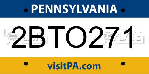 2BTO271 Pennsylvania License Plate