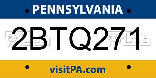 2BTQ271 Pennsylvania License Plate