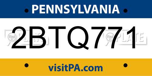 2BTQ771 Pennsylvania License Plate
