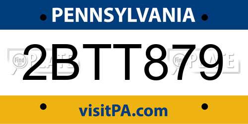 2BTT879 Pennsylvania License Plate