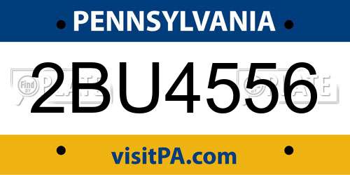 2BU4556 Pennsylvania License Plate
