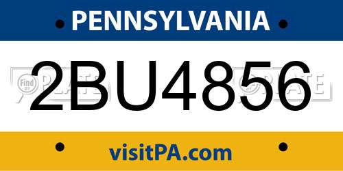 2BU4856 Pennsylvania License Plate