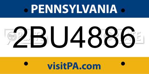 2BU4886 Pennsylvania License Plate