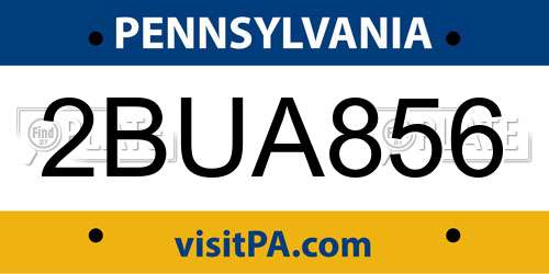 2BUA856 Pennsylvania License Plate
