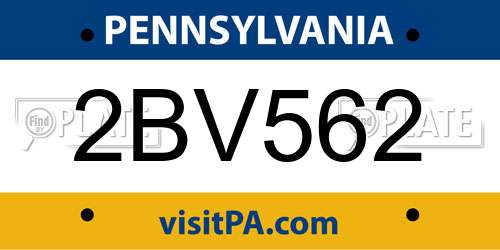 2BV562 Pennsylvania License Plate