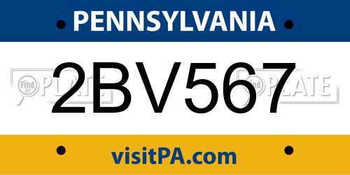 2BV567 Pennsylvania License Plate