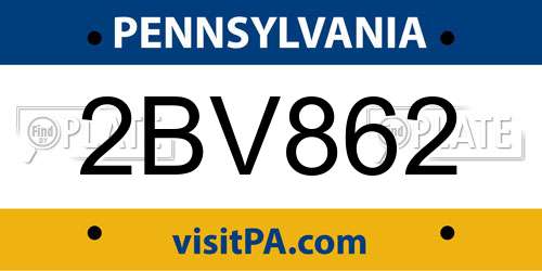 2BV862 Pennsylvania License Plate