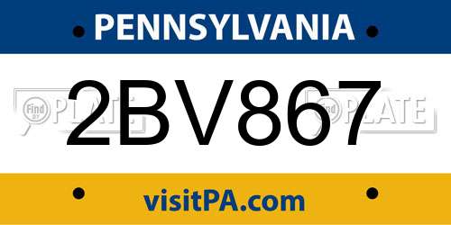 2BV867 Pennsylvania License Plate