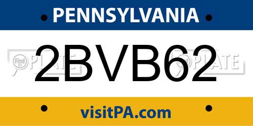 2BVB62 Pennsylvania License Plate