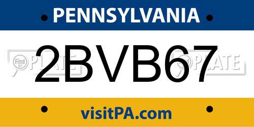 2BVB67 Pennsylvania License Plate