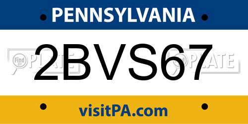 2BVS67 Pennsylvania License Plate