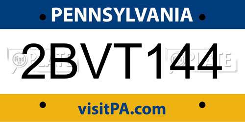 2BVT144 Pennsylvania License Plate