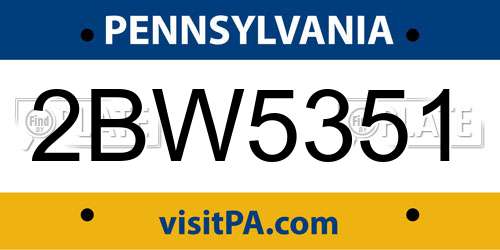 2BW5351 Pennsylvania License Plate