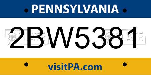 2BW5381 Pennsylvania License Plate