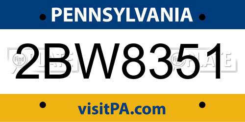 2BW8351 Pennsylvania License Plate