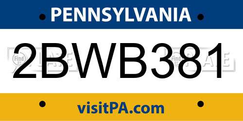 2BWB381 Pennsylvania License Plate