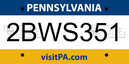 2BWS351 Pennsylvania License Plate