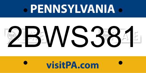 2BWS381 Pennsylvania License Plate