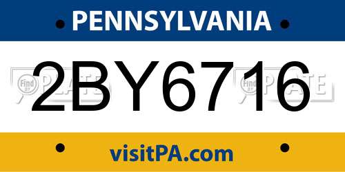 2BY6716 Pennsylvania License Plate