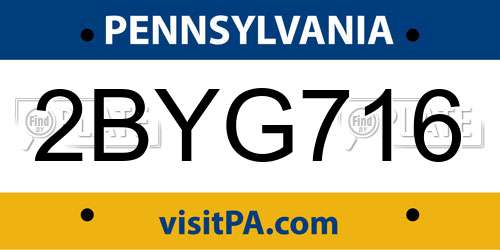 2BYG716 Pennsylvania License Plate