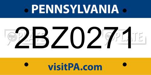 2BZ0271 Pennsylvania License Plate