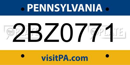 2BZ0771 Pennsylvania License Plate