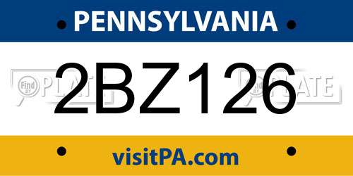 2BZ126 Pennsylvania License Plate