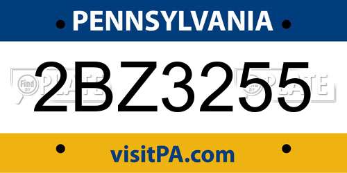 2BZ3255 Pennsylvania License Plate