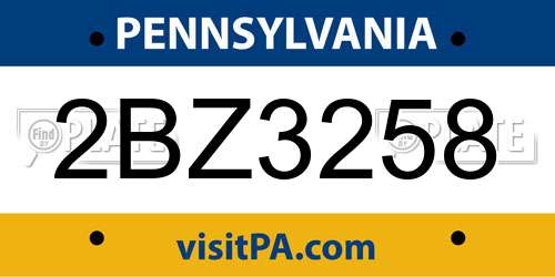 2BZ3258 Pennsylvania License Plate