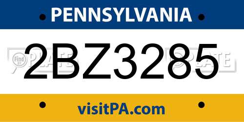 2BZ3285 Pennsylvania License Plate