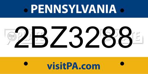 2BZ3288 Pennsylvania License Plate