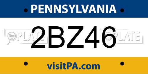 2BZ46 Pennsylvania License Plate