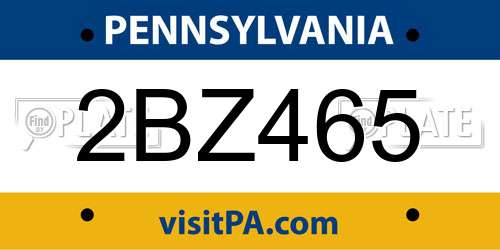 2BZ465 Pennsylvania License Plate