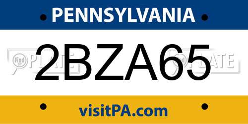 2BZA65 Pennsylvania License Plate