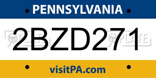 2BZD271 Pennsylvania License Plate