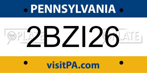 2BZI26 Pennsylvania License Plate