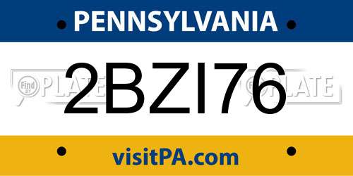 2BZI76 Pennsylvania License Plate